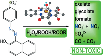 Graphical abstract: FeIII–TAML-catalyzed green oxidative degradation of the azo dye Orange II by H2O2 and organic peroxides: products, toxicity, kinetics, and mechanisms
