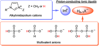 Graphical abstract: Proton-conducting ionic liquids based upon multivalent anions and alkylimidazolium cations