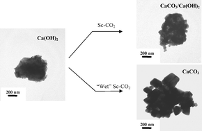 Graphical abstract: Formation of calcium carbonate particles by direct contact of Ca(OH)2 powders with supercritical CO2