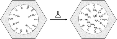 Graphical abstract: Amino-functionalization of large-pore mesoscopically ordered silica by a one-step hyperbranching polymerization of a surface-grown polyethyleneimine