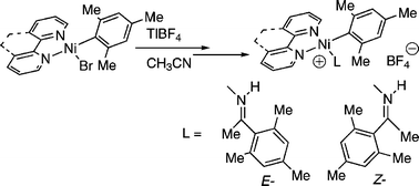 Graphical abstract: The insertion reaction of acetonitrile on aryl nickel complexes stabilized by bidentate N,N′-chelating ligands