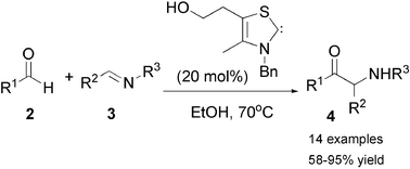 Graphical abstract: Thiazolium-derived N-heterocyclic carbene-catalyzed cross-coupling of aldehydes with unactivated imines