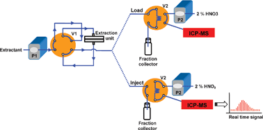 Graphical abstract: Development of a simple extraction cell with bi-directional continuous flow coupled on-line to ICP-MS for assessment of elemental associations in solid samples