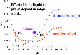 Graphical abstract: Modification of chemical performance of dopants in xerogel films with entrapped ionic liquid