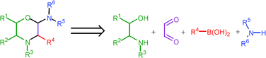 Graphical abstract: Solvent-free one-pot four-component synthesis of 2-aminomorpholines. Access to related diaminoalcohols