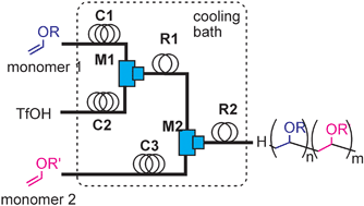 Graphical abstract: Microsystem controlled cationic polymerization of vinyl ethers initiated by CF3SO3H