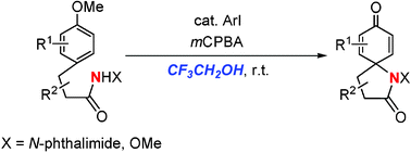 Graphical abstract: First hypervalent iodine(iii)-catalyzed C–N bond forming reaction: catalytic spirocyclization of amides to N-fused spirolactams