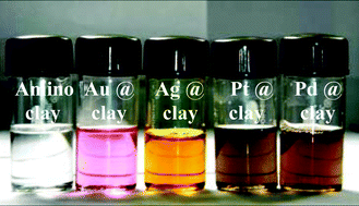 Graphical abstract: Water-solubilized aminoclay–metal nanoparticle composites and their novel properties