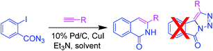 Graphical abstract: Tandem C–C coupling – intramolecular acetylenic Schmidt reaction under Pd/C–Cu catalysis
