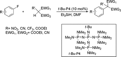 Graphical abstract: Nucleophilic aromatic substitution using Et3SiH/cat. t-Bu-P4 as a system for nucleophile activation