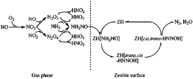 Graphical abstract: New insight into selective catalytic reduction of nitrogen oxides by ammonia over H-form zeolites: a theoretical study