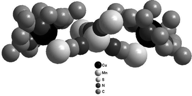 Graphical abstract: Trinuclear thiocyanate-bridged compounds of the type [ML]2[Mn(NCS)4](ClO4)2 (where M = Cu(ii), Ni(ii); L = N-dl-5,7,7,12,14,14-hexamethyl-1,4,8,11-tetraazacyclotetradeca-4,11-diene)