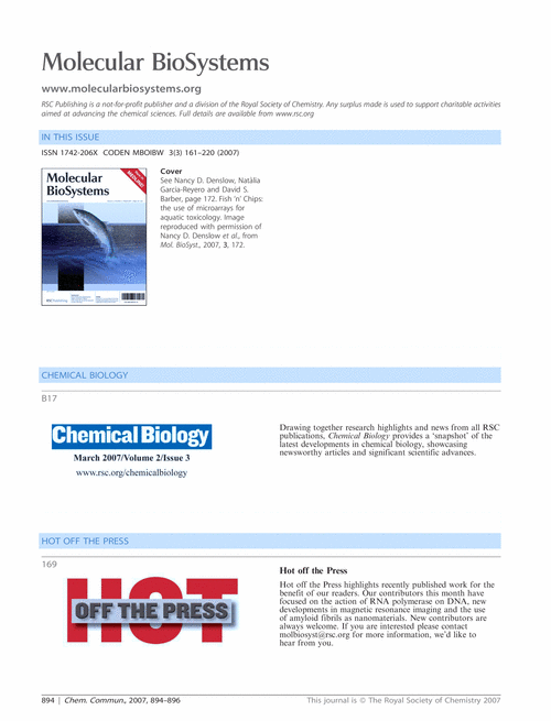 Molecular BioSystems issue 3 contents pages - free access to ChemComm subscribers