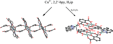 Graphical abstract: Hydrothermal syntheses, crystal structures and magnetic properties of two copper(ii) complexes involved in situ ligand synthesis