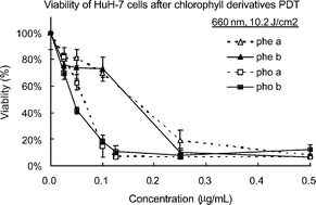 Graphical abstract: A study on the photodynamic properties of chlorophyll derivatives using human hepatocellular carcinoma cells