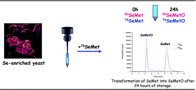 Graphical abstract: Application of species-specific isotope dilution analysis to the correction for selenomethionine oxidation in Se-enriched yeast sample extracts during storage