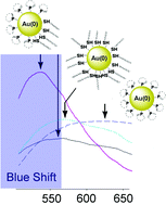 Graphical abstract: Study of metal nanoparticles stabilised by mixed ligand shell: a striking blue shift of the surface-plasmon band evidencing the formation of Janus nanoparticles
