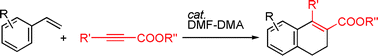 Graphical abstract: A highly efficient cycloaddition of vinylarenes with electron-deficient alkynes affording 1,2-disubstituted-3,4-dihydronaphthalenes catalysed by N,N-dimethylformamide dimethyl acetal