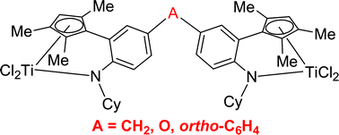 Graphical abstract: Bimetallic phenylene-bridged Cp/amide titanium complexes and their olefin polymerization