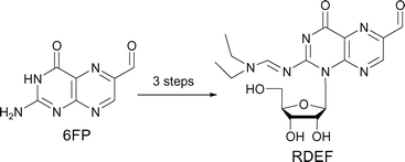 Graphical abstract: Synthesis of 6-formylpterin nucleoside analogs and their ROS generation activities in the presence of NADH in the dark