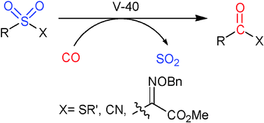 Graphical abstract: A novel approach for the direct conversion of alkylsulfonyl derivatives into alkylcarbonyl derivatives via tin-free radical carbonylation