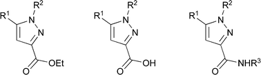 Graphical abstract: Pyrazole carboxamides and carboxylic acids as protein kinase inhibitors in aberrant eukaryotic signal transduction: induction of growth arrest in MCF-7 cancer cells