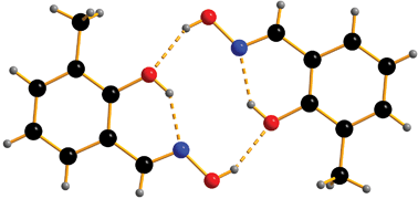 Graphical abstract: The effect of pressure and substituents on the size of pseudo-macrocyclic cavities in salicylaldoxime ligands