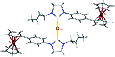 Graphical abstract: A cytotoxic bis(carbene)gold(i) complex of ferrocenyl complexes: synthesis and structural characterisation