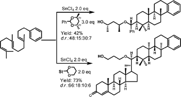 Graphical abstract: Bio-inspired polyene cyclization: synthesis of tetracyclic terpenoids promoted by steroidal acetal–SnCl4