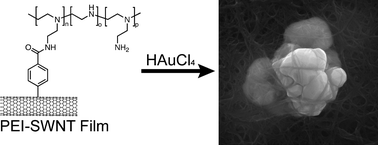 Graphical abstract: Au–carbon nanotube composites from self-reduction of Au3+ upon poly(ethylene imine) functionalized SWNT thin films