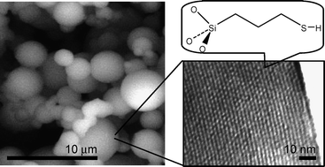 Graphical abstract: Spray-dried mesoporous silica microspheres with adjustable textures and pore surfaces homogenously covered by accessible thiol functions