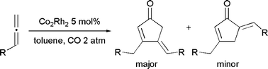 Graphical abstract: Cobalt/rhodium heterobimetallic nanoparticle-catalyzed carbonylative [2+2+1] cycloaddition of allenes and bisallenes to Pauson–Khand-type reaction products