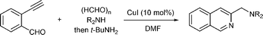 Graphical abstract: Facile synthesis of 3-(aminomethyl)isoquinolines by copper-catalysed domino four-component coupling and cyclisation