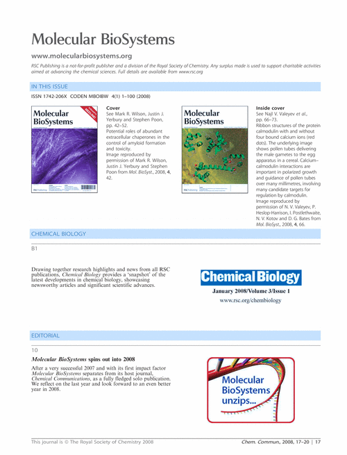 Molecular BioSystems issue 1 contents pages