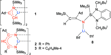 Graphical abstract: Synthesis and structures of crystalline Li, Al and Sn(ii) 1-azaallyls and β-diketiminates derived from [Li{μ,η3-N(SiMe3)C(Ad)C(H)SiMe3}]2 (Ad = 1-adamantyl)
