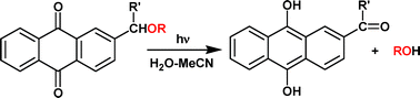 Graphical abstract: Formal intramolecular photoredox chemistry of anthraquinones in aqueous solution: photodeprotection for alcohols, aldehydes and ketones