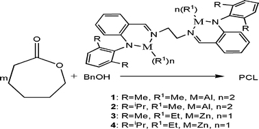 Graphical abstract: Bimetallic anilido-aldimine Al or Zn complexes for efficient ring-opening polymerization of ε-caprolactone