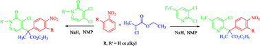 Graphical abstract: One-pot three component synthesis of heteroarylated arylacetates viaVNSAr-SN reaction using N-methylpyrrolidone as general solvent