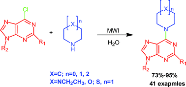 Graphical abstract: Microwave-promoted efficient synthesis of C6-cyclo secondary amine substituted purine analogues in neat water