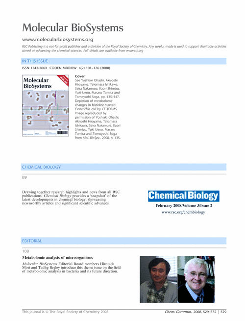 Molecular BioSystems issue 2 contents pages