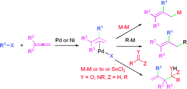 Graphical abstract: Transition metal-catalyzed three-component coupling of allenes and the related allylation reactions