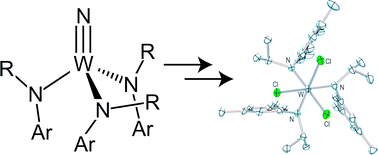 Graphical abstract: 6-Coordinate tungsten(vi) tris-n-isopropylanilide complexes: products of terminal oxo and nitrido transformations effected by main group electrophiles