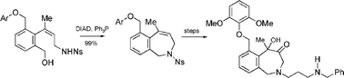 Graphical abstract: Synthesis of a 6-aryloxymethyl-5-hydroxy-2,3,4,5-tetrahydro-[1H]-2-benzazepin-4-one: a muscarinic (M3) antagonist