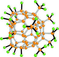 Graphical abstract: Synthesis, structure and theoretical study of mixed fluoro-trifluoromethyl derivatives of C60. Molecular structures of C60F18(CF3)6 and C60F16(CF3)6