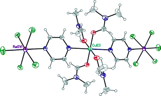 Graphical abstract: Pentachloro(pyrazine)rhenate(iv) complex as precursor of heterobimetallic pyrazine-containing ReIV2MII (M = Ni, Cu) species: synthesis, crystal structures and magnetic properties