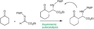 Graphical abstract: Asymmetric autocatalytic Mannich reaction in the presence of water and its implication in prebiotic chemistry