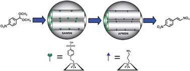 Graphical abstract: One-pot reaction cascades catalyzed by base- and acid-functionalized mesoporous silica nanoparticles