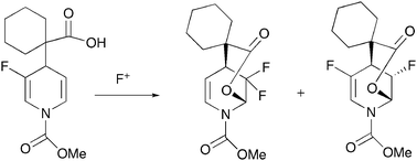 Graphical abstract: Lactonizations of carboxylic acid-substituted 3-fluorodihydropyridines with electrophiles: peculiar behaviour of F+