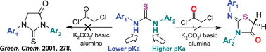 Graphical abstract: It is “2-imino-4-thiazolidinones” and not thiohydantoins as the reaction product of 1,3-disubstituted thioureas and chloroacetylchloride