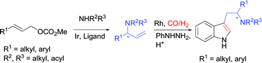 Graphical abstract: Application of iridium catalyzed allylic substitution reactions in the synthesis of branched tryptamines and homologuesvia tandem hydroformylation–Fischer indole synthesis